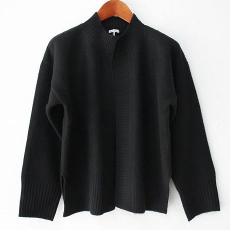 homspun ホームスパン　縮絨起毛ウールショートカーデ　#TOPグレー、ブラック