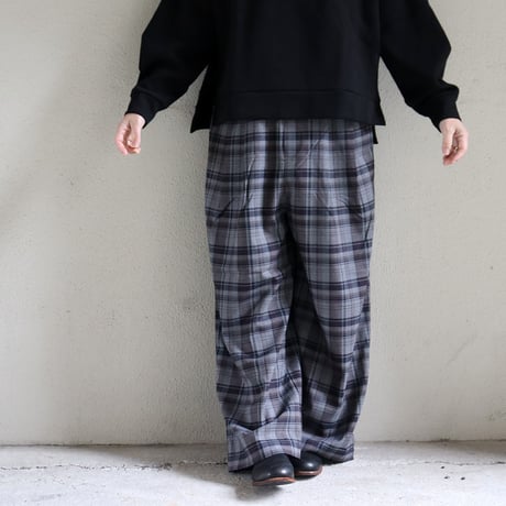 TRAVAIL MANUEL トラバイユマニュアル　トロチェック2タックワイドパンツ　#グレー、ネイビー