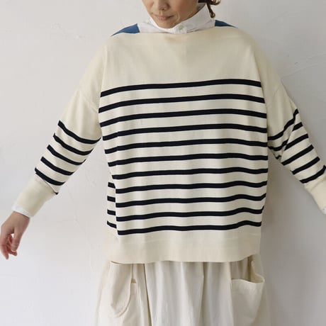 maomade マオメイド　やわらかコットン配色肩ガセットプルオーバー