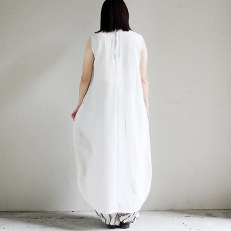 KHA:KI カーキ　FOIL PRINT STRIPE DRESS　#ecru 【送料無料】