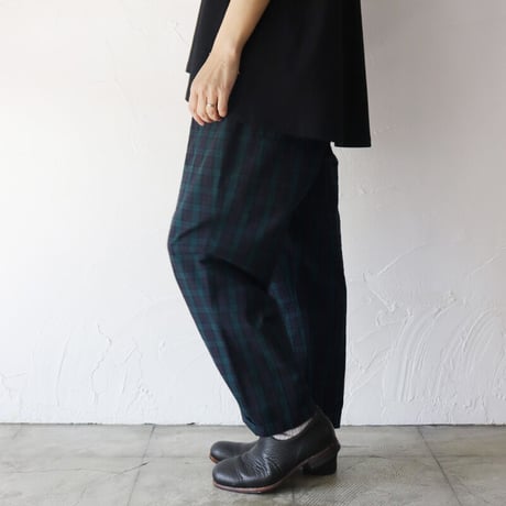 **サイズ欠け再入荷** TRAVAIL MANUEL トラバイユマニュアル　C/Lチェックワッシャーフルサドルパンツ　【送料無料】