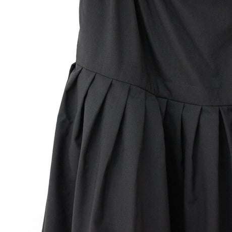 **再入荷** homspun ホームスパン　ウールトロピカルクロス裏付きタックスカート　#ブラック　【送料無料】