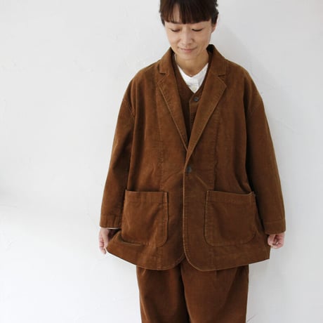 sasanqua by trees サザンカバイツリーズ　細14コールコーデュロイオーバーテーラードジャケット　#ベージュ、ブラウン 【送料無料】