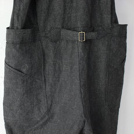 **再入荷** ASEEDONCLOUD　アシードンクラウド　Ash dyeing linen sakurashi jumpsuit  #ブラック　【送料無料】