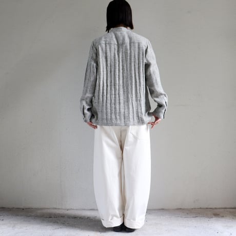 atelier naruse アトリエナルセ　linen tweed band-collar shirt　リネンツイードバンドカラーシャツ