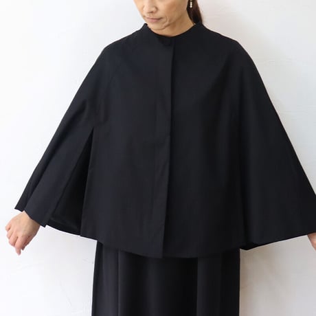 **再入荷** Linenya リネンヤ　ウールケープ　#ブラック　【送料無料】