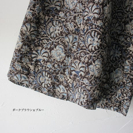 ARTE POVERA アルテポーヴェラ　インド草木染めハンドプリントロングギャザリングパンツ　【送料無料】