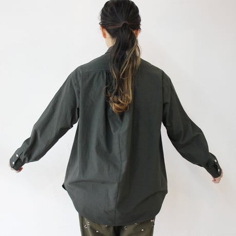 SUSURI ススリ　ボタニストシャツ　#ecru , greenish black 【送料無料】