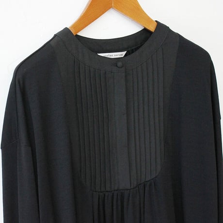 atelier naruse アトリエナルセ　wool＆linen bosom shirt cut and sew ウール＆リネンブザムシャツカットソー #グレイ、ブラック