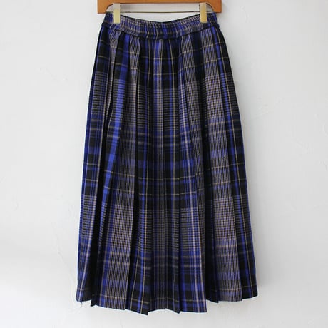 **最終在庫到着** Linenya リネンヤ　ウールチェックプリーツスカート　wool check pleated skirt　【送料無料】