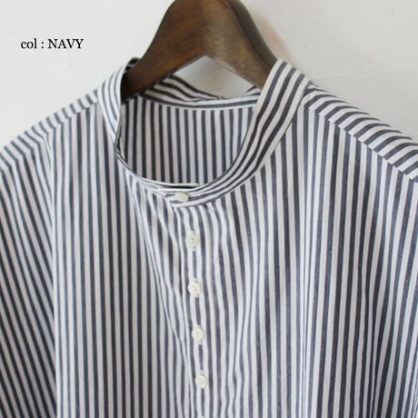 **またまたまた再入荷** LinenYa リネンヤ　近江タンブラーヘンリーネックブラウス　#ブラック、ネイビー、ベージュ、レッド