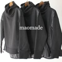 maomade マオメイド　スタンダード裏毛起毛ｘタフタフーディドロストプルオーバー　#ブラック