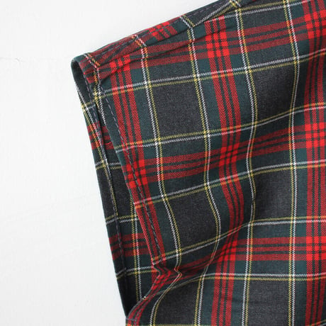 homspun ホームスパン　ウールタータンワンピース　#ベージュｘサックス、チャコールｘレッド
