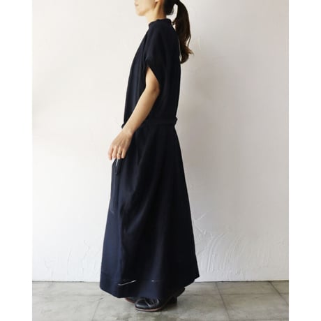 ASEEDONCLOUD アシードンクラウド　Antique linen Jiyusou smock dress #インディゴ　【送料無料】