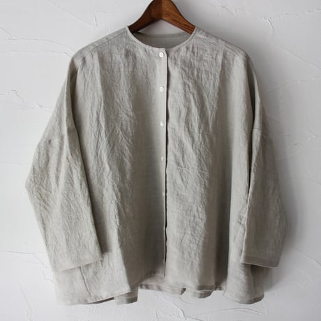 **再入荷** LinenYa リネンヤ　リネンバックギャザーブラウス　#ホワイト、ライトグレー、ブラック