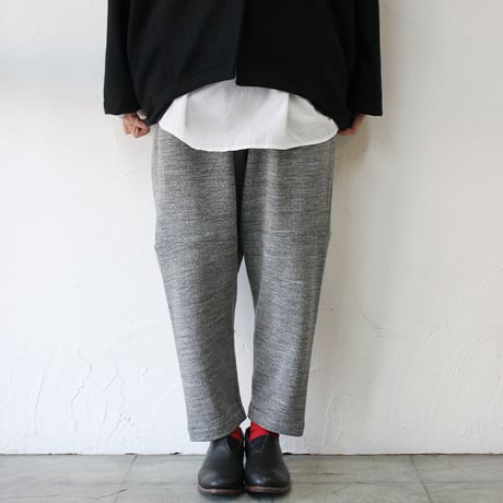 **新色ネイビー追加入荷**　homspun ホームスパン　裏パイル度詰ギャザーパンツ　#ネイビー、ブラック、TOP杢チャコール