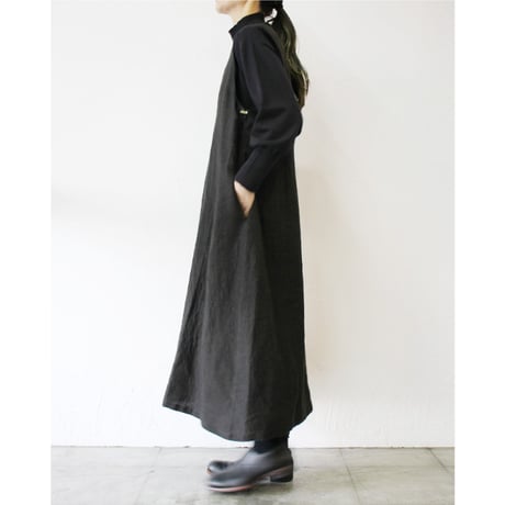 **またまたまた再入荷** LinenYa リネンヤ　リネンジャンパースカート　#ネイビー、ブラック　【送料無料】