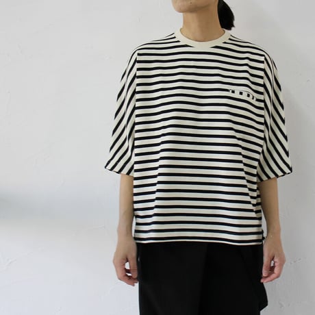 Tigre Brocante ティグルブロカンテ　バスクボーダーストールマン5分袖Tシャツ　＃生成りｘブラック　【送料無料】
