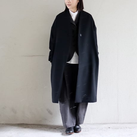 TRAVAIL MANUEL トラバイユマニュアル　ダブルクロスネイプカラーコート　#ブラック