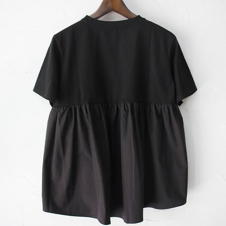 **再入荷** Linenya リネンヤ　バックギャザー半袖Tシャツ　#ホワイト、ブラック　【送料無料】