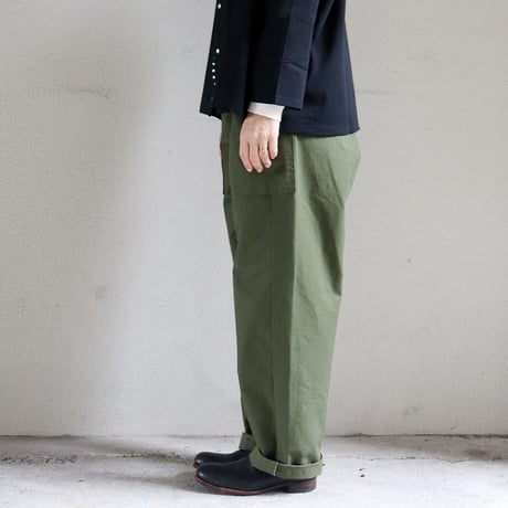 homspun ホームスパン　リップストップウエストギャザーパンツ　#オリーブ、ブラック