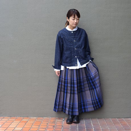 **再入荷** atelier naruse アトリエナルセ cotton denim no collar jacket コットンデニム ノーカラージャケット #インディゴ、生成り