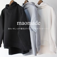 maomade マオメイド　きれいめしっかり裏毛Aラインフード付きプルオーバー