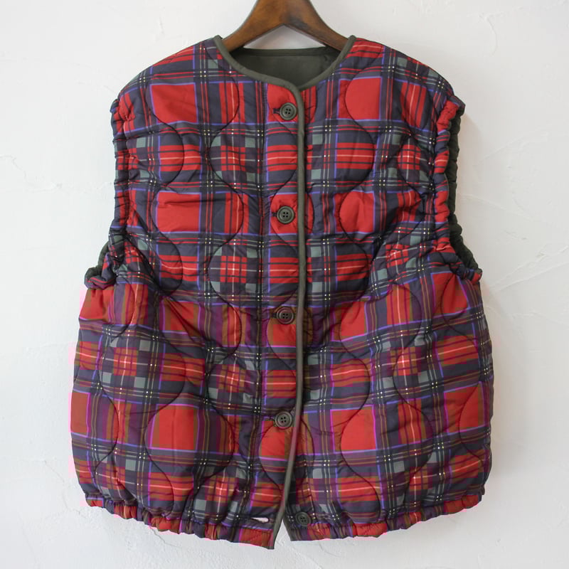 maomade マオメイド　キルティングベスト maomade マオメイド キルトリバーシブルベスト #グリーンチェック