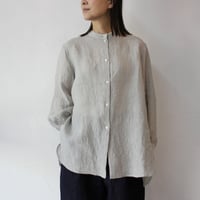 Linenya リネンヤ　リネンスリットセミロングシャツ　#ライトグレー、キナリ