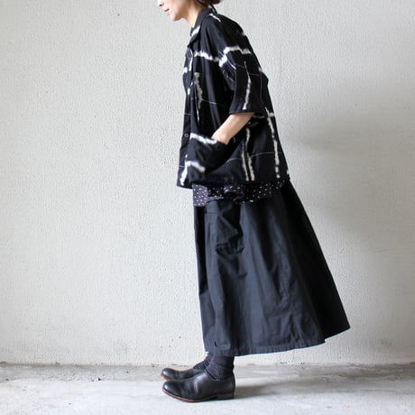 ARTE POVERA アルテポーヴェラ　スーピマローンしぼり染めシャツジャケット　#ブラックMIX