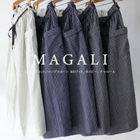 MAGALI マガリ　ストライプロングスカート　#ホワイト、ネイビー、チャコール　【送料無料】