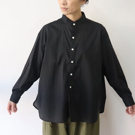 ARTE POVERA アルテポーヴェラ　120/2スーピマローンスタンドシャツ　#ホワイト、ブラック