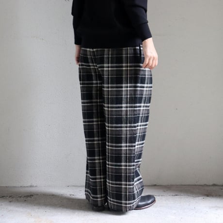 TRAVAIL MANUEL トラバイユマニュアル　ヘビーネルチェックインタックパンツ　#ブラックチェック　【送料無料】