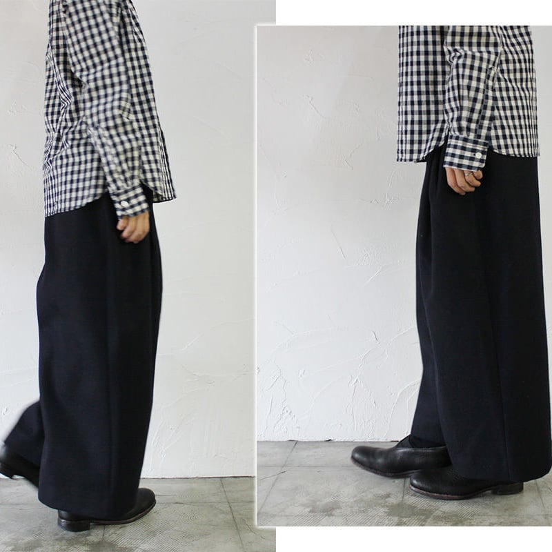 再々入荷** homspun ホームスパン ソフトフラノ2タックパンツ