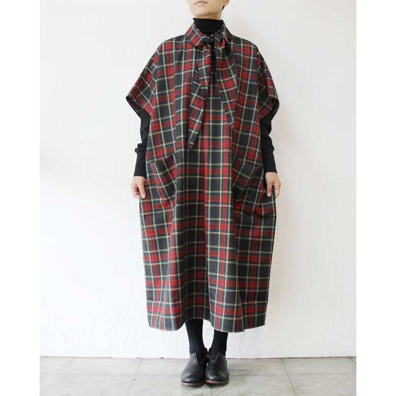 homspun ホームスパン ウールタータンワンピース #ベージュx homspun ホームスパン ウールタータンワンピース #ベージュx