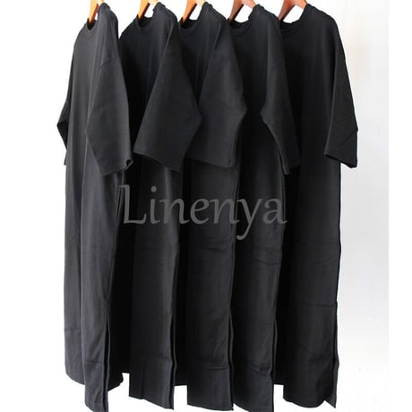 LinenYa リネンヤ　 Tシャツワンピース　#ブラック、ネイビー、カーキ、エクリュ　【送料無料】
