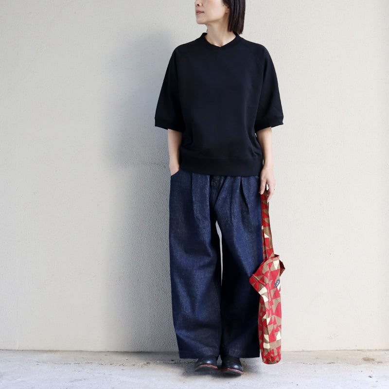 【25SS訳あり試着のみ】アトリエナルセ　コットンデニムタックパンツ　サイズ1 atelier naruse | コットンデニムタックパンツ - c a b i n e t