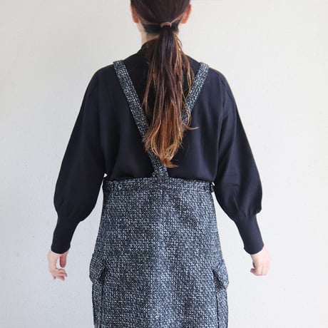 **再入荷** KHA:KI カーキ　TWEED CARGO SKIRT ツイードカーゴスカート　#ブラック　【送料無料】