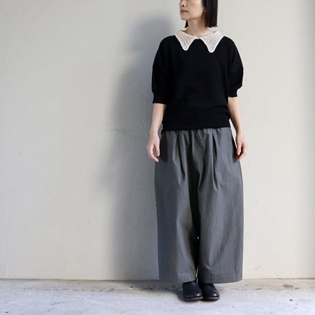 atelier naruse アトリエナルセ　cotton crochet collar knit　コットン クロシェカラー 半袖ニット