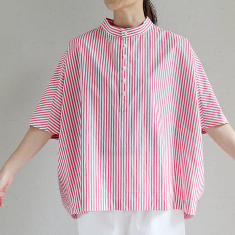 **またまたまた再入荷** LinenYa リネンヤ　近江タンブラーヘンリーネックブラウス　#ブラック、ネイビー、ベージュ、レッド
