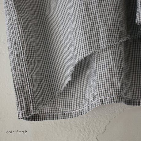 homspun ホームスパン　ハイカウントクロス丸襟プルオーバーブラウス　#ホワイト、チェック、ストライプ