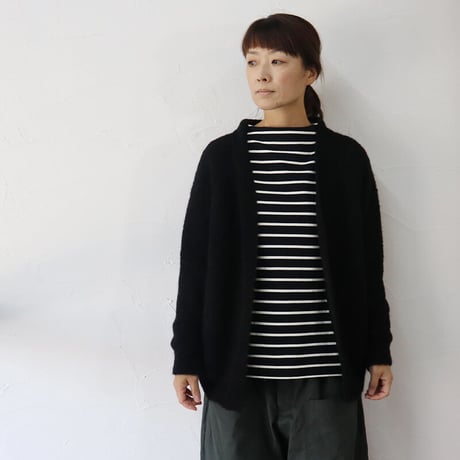 homspun ホームスパン　片畦編みカーディガン＆マフラー　#キャメル、ブラック　【送料無料】
