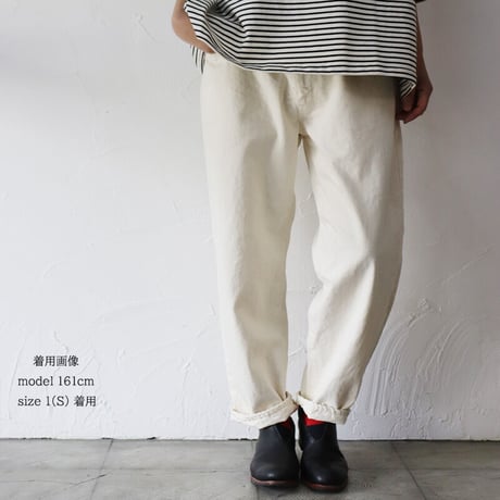 **またまた再入荷** sasanqua by trees サザンカバイツリース　Loose Tapered Denim ルーズテーパードデニム　#Ivory 【送料無料】