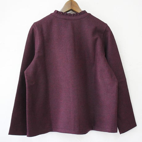 **再入荷** Linenya リネンヤ　ドットボタンフリルカーデ　#ネイビー、エンジ　【送料無料】