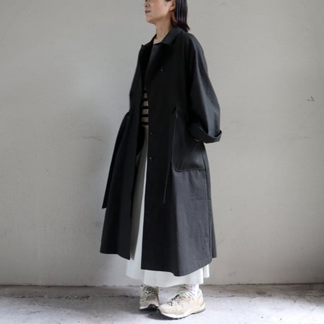 MAGALI マガリ　コットンリネンアンティークキャンバストレンチコート　#ブラック