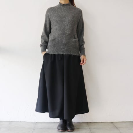 homspun ホームスパン　ウールトロピカルクロス裏付きフレアースカート　#グレー、ブラック