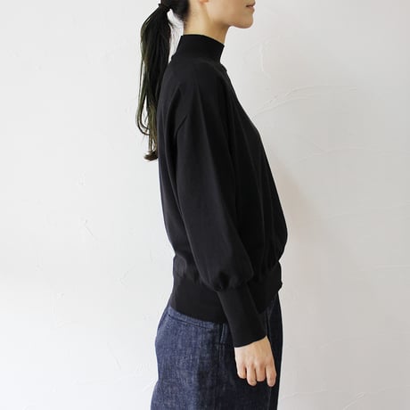 **またまたまた再入荷** LinenYa リネンヤ　as it is.　コットンモックネック長袖ニット　#ブラック、ネイビー　【送料無料】