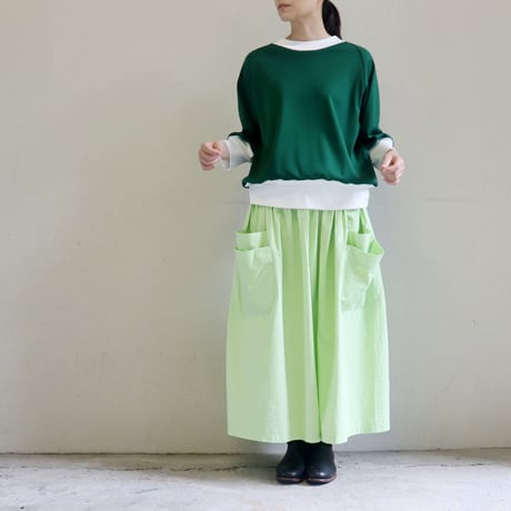 amne アンヌ　GIZA3/4crew　ギザコットン7分袖クルーネック　#イエロー、グリーン、ブラック
