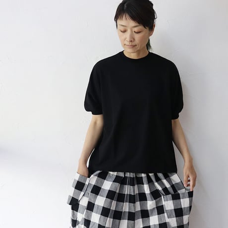 **再入荷** homspun ホームスパン　60/2天竺半袖プルオーバー　#サラシ、ライトグレージュ、ネイビー、ブラック