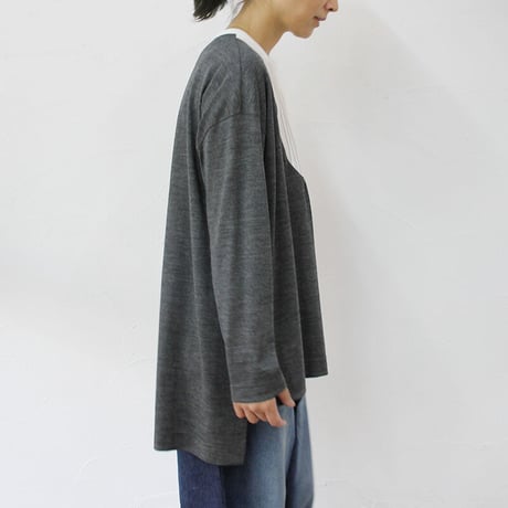 atelier naruse アトリエナルセ　wool＆linen bosom shirt cut and sew ウール＆リネンブザムシャツカットソー #グレイ、ブラック